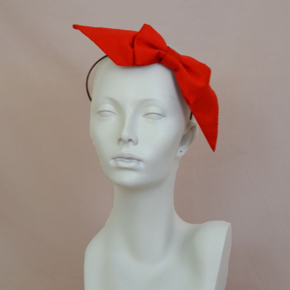Red Silk Bow Headband